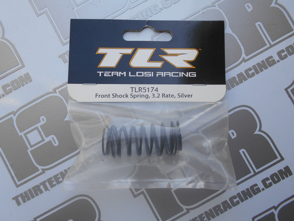 TLR 22 Front Shock Spring - 3.2 Rate - Silver (2pcs), TLR5174, 2.0, 3.0