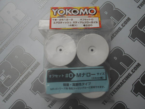Yokomo Aero-Dish Touring Car Wheel - White (4pcs), TW-2512-2, Rally, 12mm Hex Fit